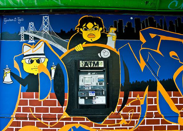 ATM Machine Graffiti Art in San Francisco by Tony Fischer  - https://www.flickr.com/photos/tonythemisfit/4962227667/