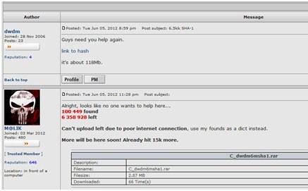 Linkedin Stolen Passwords Hacker Forum Screenshot