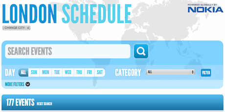 Social Media Week London Sep 2012 - Schedule Screenshot